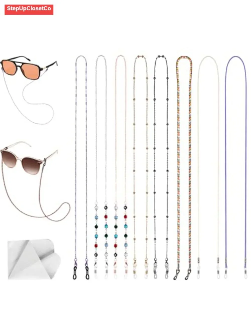 8 Pack Beaded Eyeglass Chains for Women Sunglasses Strap Lanyard Acrylic